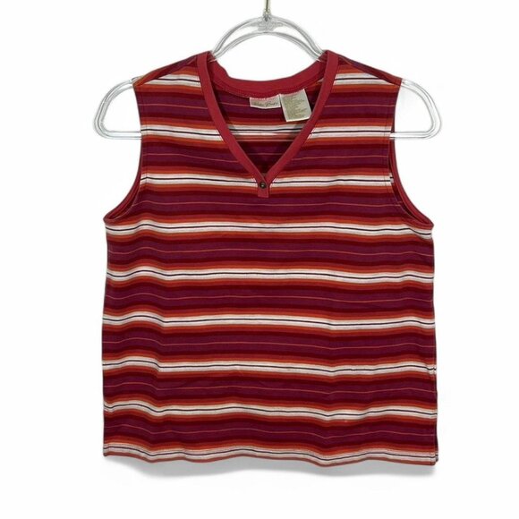 Vintage Bobbie Brooks‎ Striped V-Neck Tank Top Sleeveless Summer Top Size M - Picture 1 of 4